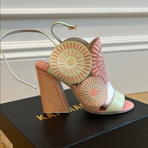 KAT MACONIE Pastel Pink and Mint Bold Heel Sandals